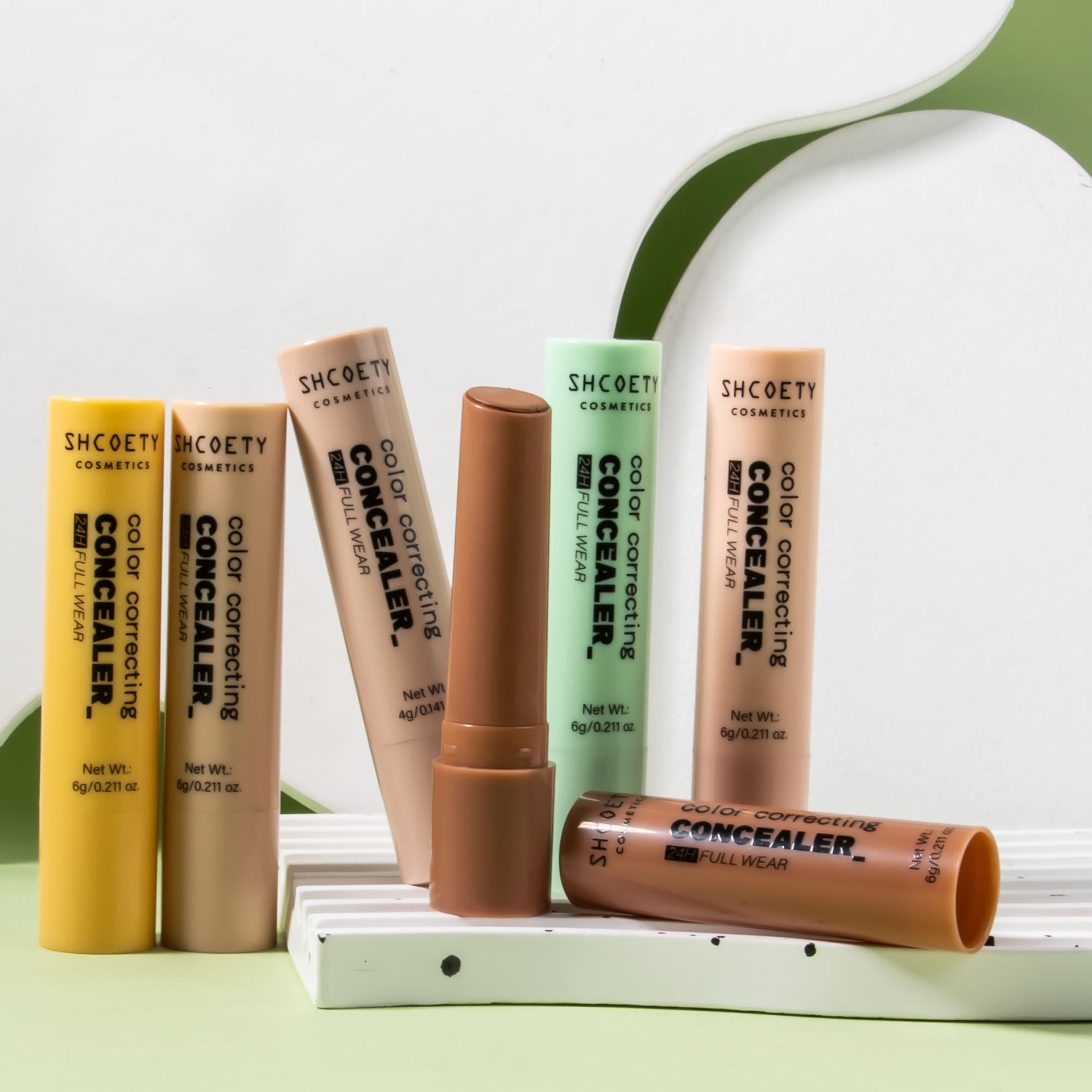 SHCOETY Cross-border Exclusive Rotating Concealer Set 6-color Natural Three-dimensional matte Concealer Stick Facial Contouring pen undefined