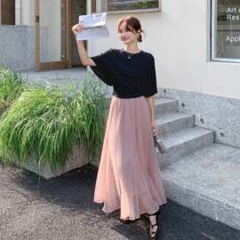 温柔风针织上衣网纱半身裙两件套女2026夏季新款显瘦时髦穿搭套装