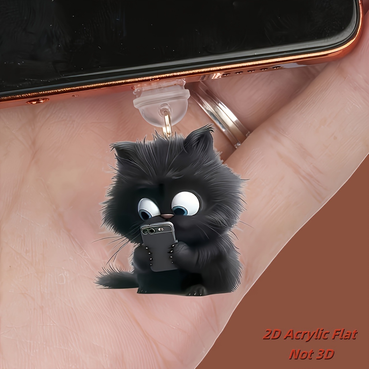 Nuevo acrílico plano transfronterizo para ver el teléfono móvil gato enchufe a prueba de polvo image 1