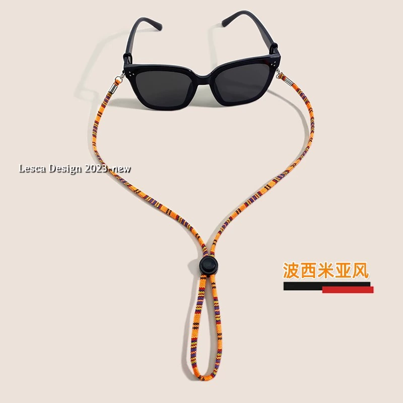 Европейский и американский трансграничный богемный цвет в этническом стиле, подвесной плоский ремешок на шею, веревочная цепочка для очков, цепочка для очков двойного назначения