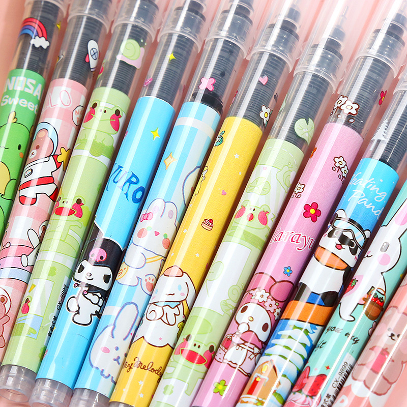 A granel de dibujos animados lindo pluma de gel recta estudiante de alto aspecto ins Examen de bolígrafo de secado rápido pluma negra 0,5