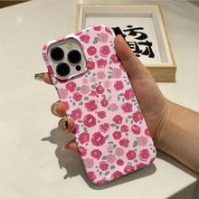 粉色玫瑰花苹果菲林壳17pro温柔风16promax手机保护套iPhone15/14