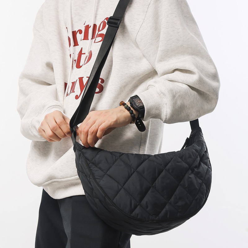 Demi-season capacious one-shoulder bag with diamond pattern with…