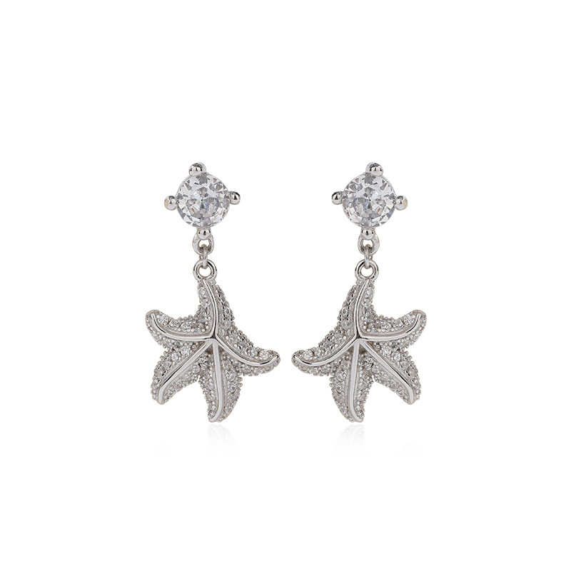 925 plata esterlina ZIRCON Starfish pendientes nicho femenino diseño 2023 nueva estrella pendientes de alta calidad joyería del oído