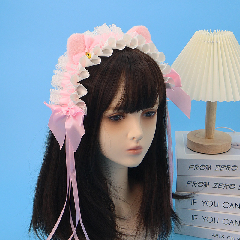 Cosplay de dibujos animados camarera adorable pulsera de encaje collar de ojos pegada de cabello cola zorro adornos de cabello show dress