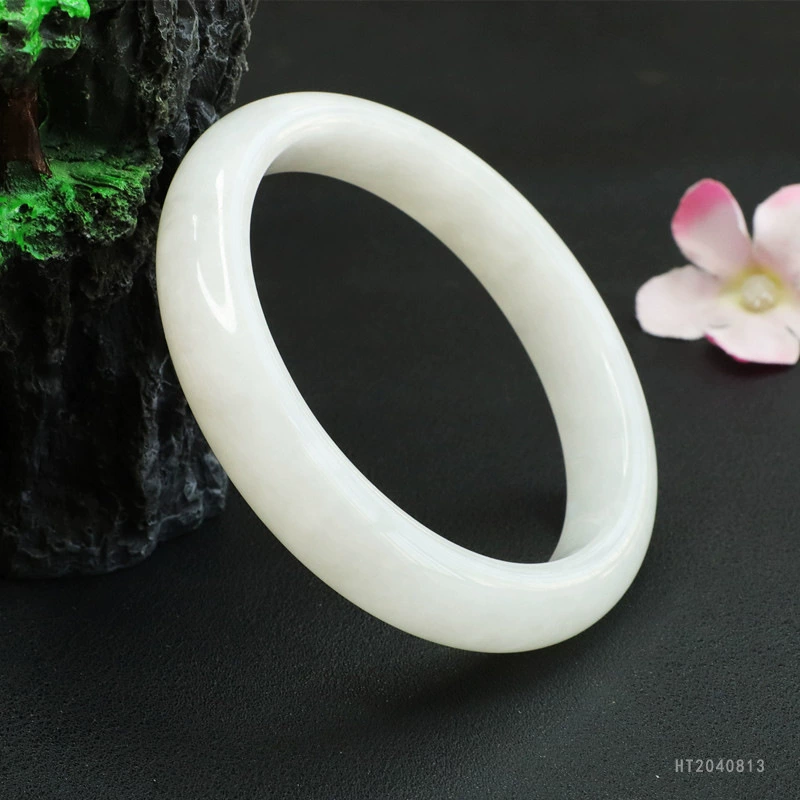 Yiyu Natural Hutian Jade White Jade Circle Ледяной браслет Jade Jewelry Live HT2040813