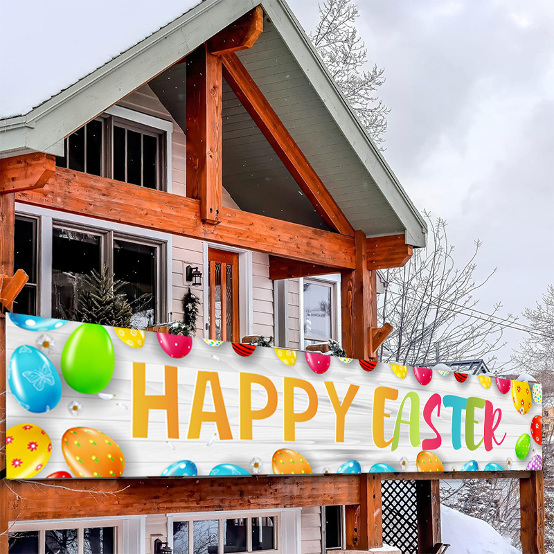 Banderas de Pascua transfronterizas, decoraciones de fiestas navideñas, banderas colgantes, huevos, conejitos, diseño de patio, banderas, pancartas personalizadas