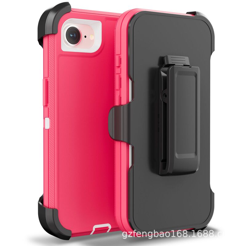 Suitable for Apple Iphone16E Three-Proof Mobile Phone Case Leather Belt Clip Military Grade Heavy-Duty Three-In-One Protective Cover