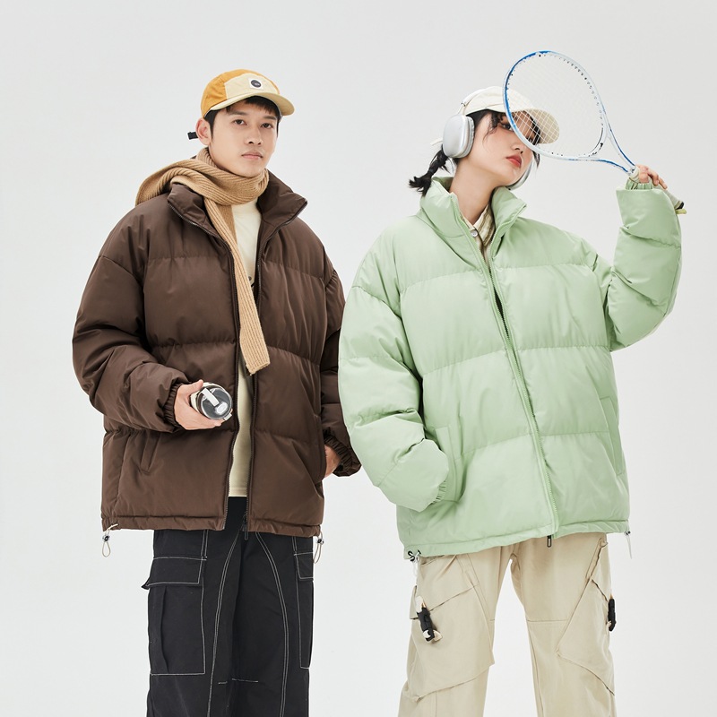 Transfronterizo 2024 algodón grueso hombre y mujer casuales de color sólido collar suelto pareja de algodón chaqueta fábrica de lote