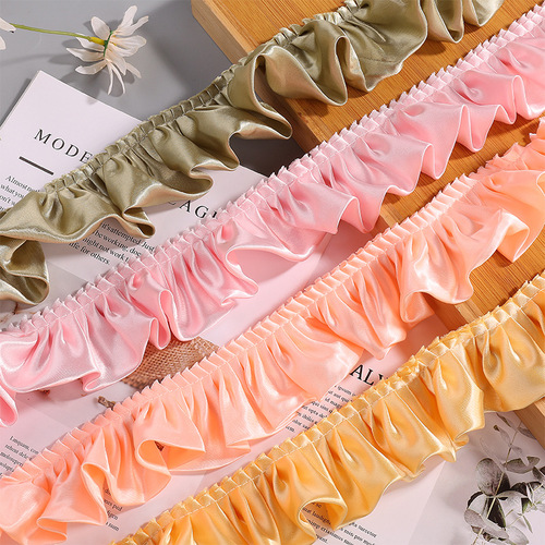 Discounted Colorful Double Layer Satin Pleated Lace Handmade DIY Home Textile Skirt Hair Tie Accessories Wholesale