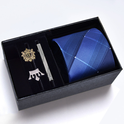 Gift box] Men's five-piece tie suit 8CM formal business tie brooch tie clip set