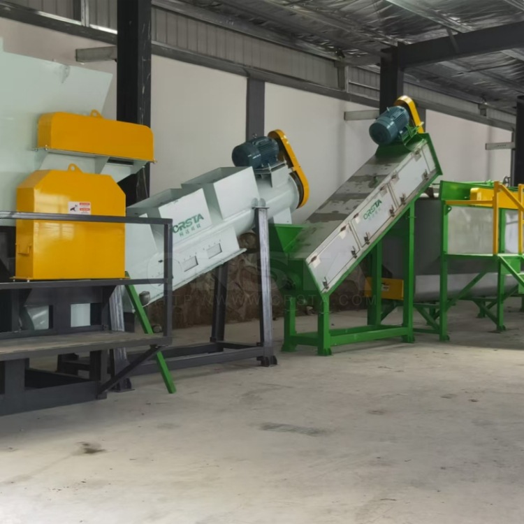 浙江矿粉袋废料洗水破碎清洗机，PP水泥袋回收清洗造粒线