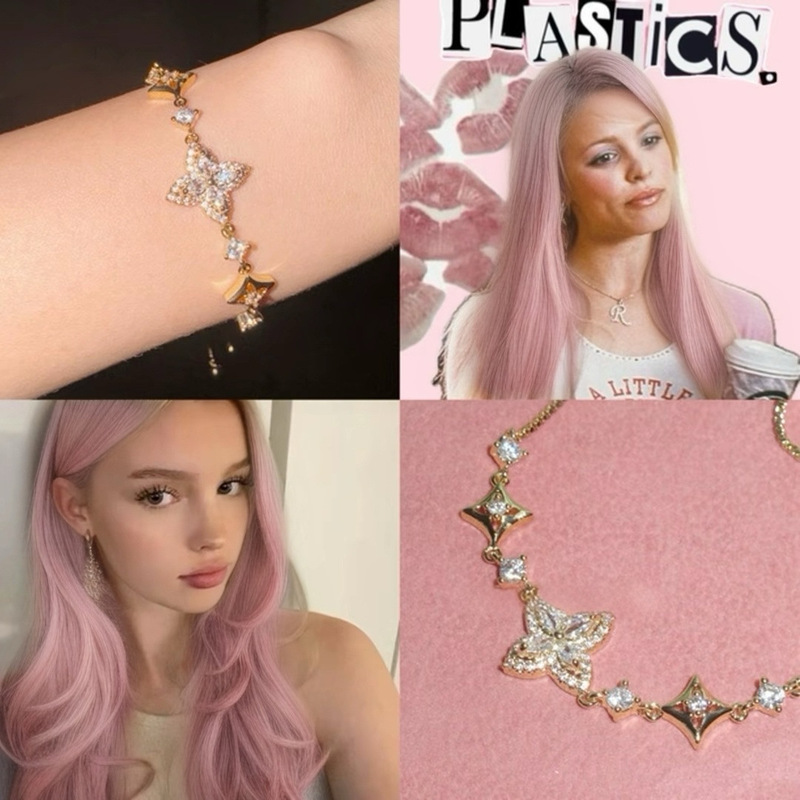 Tiktok's Most Popular Electroplated Real Gold Bracelet with Iris Flower Full Diamond Zircon Copper Gold Style Full Zirconia Adjustable Slider