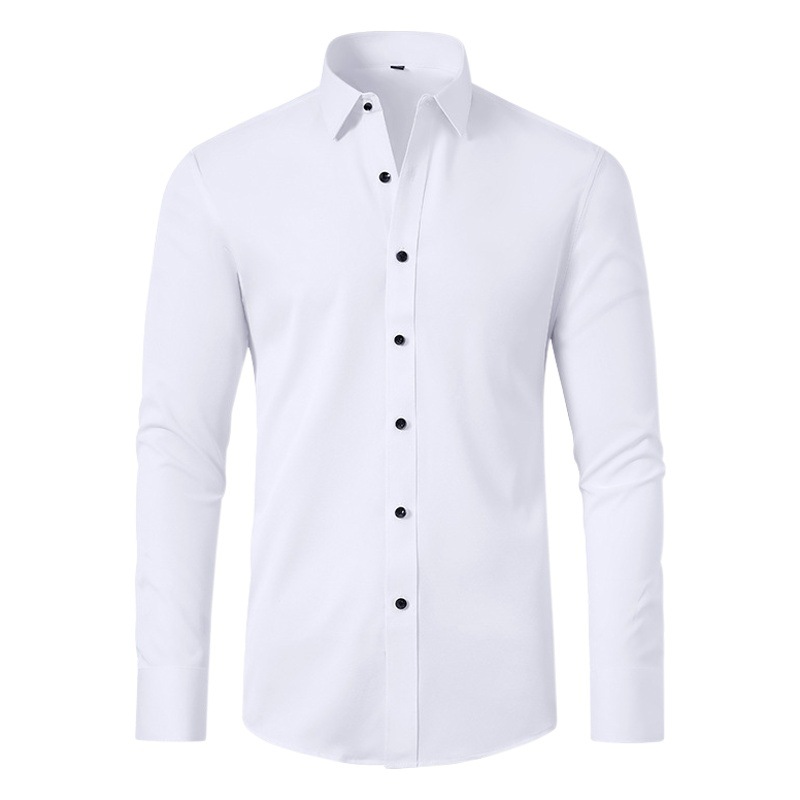 Comercio exterior transfronterizo camisa explosiva cuello puntiagudo negocios casual blanco hombres elásticos sin hierro camisa de hombre de talla europea manga larga