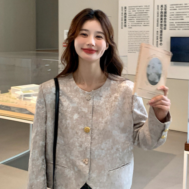 Heron Green [Know Dream] Xiaoxiang Coat Women's Design Sense Spring and Autumn French Jacquard High Sense Short Top One