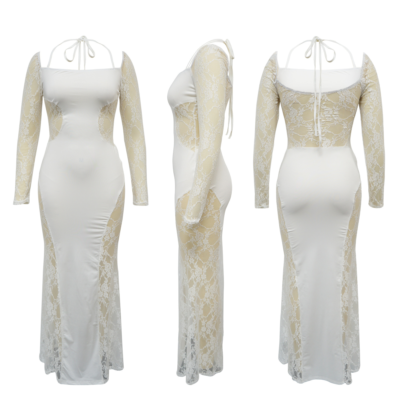 Elegant Women's Lace Splicing Evening Dress For Special Occasions_voghion.com