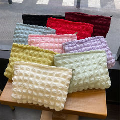 MAY RABBIT Cute Solid Color Cloud Pattern Makeup Bag for Women, Handheld Purse Organizer, Large Capacity Toiletry Bag