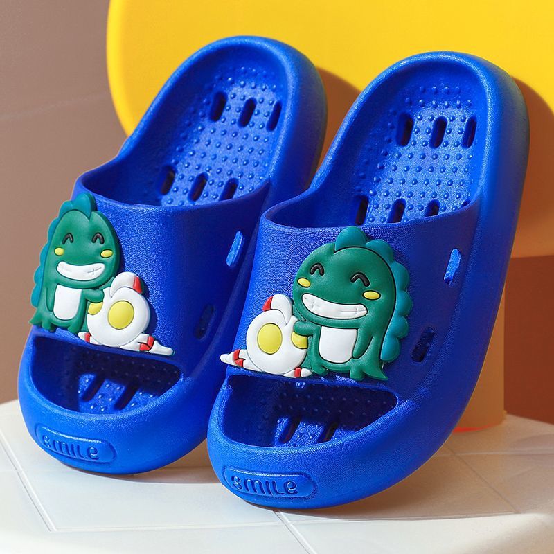 Children's Cute Dinosaur Slippers Indoor Swimming Bathroom Bath Non-slip Leakage Hollow Slippers for Boys and Kids