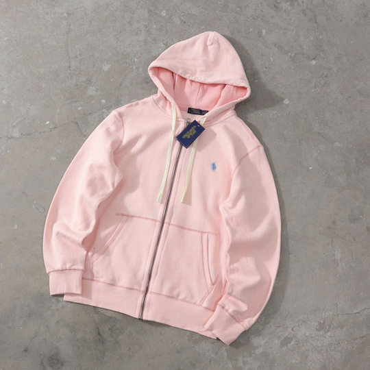 high quality Cross-border Foreign Trade Eight-color Ralph RL Fleece Embroidered Logo Hooded Zipper Jacket Sweatshirt for Men and Women