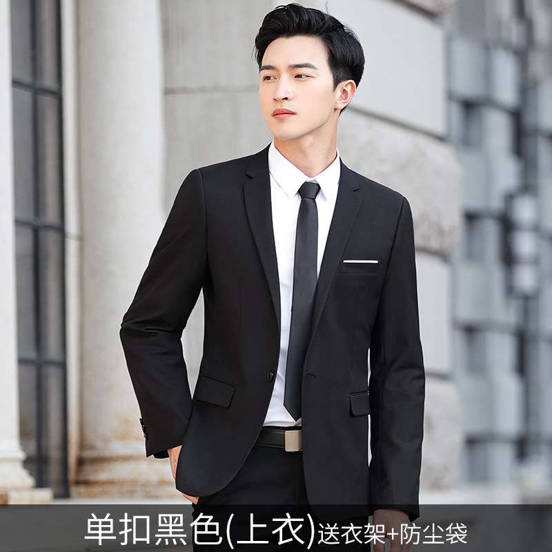 블랙 싱글 버튼 수트 탑