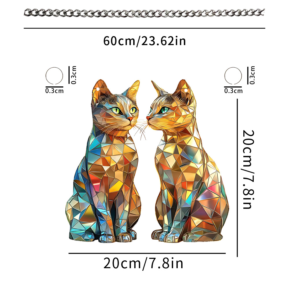 Sun, Cat Pattern Valentine'S Day Cute Sun Cat Acrylic Suncatcher Ornament