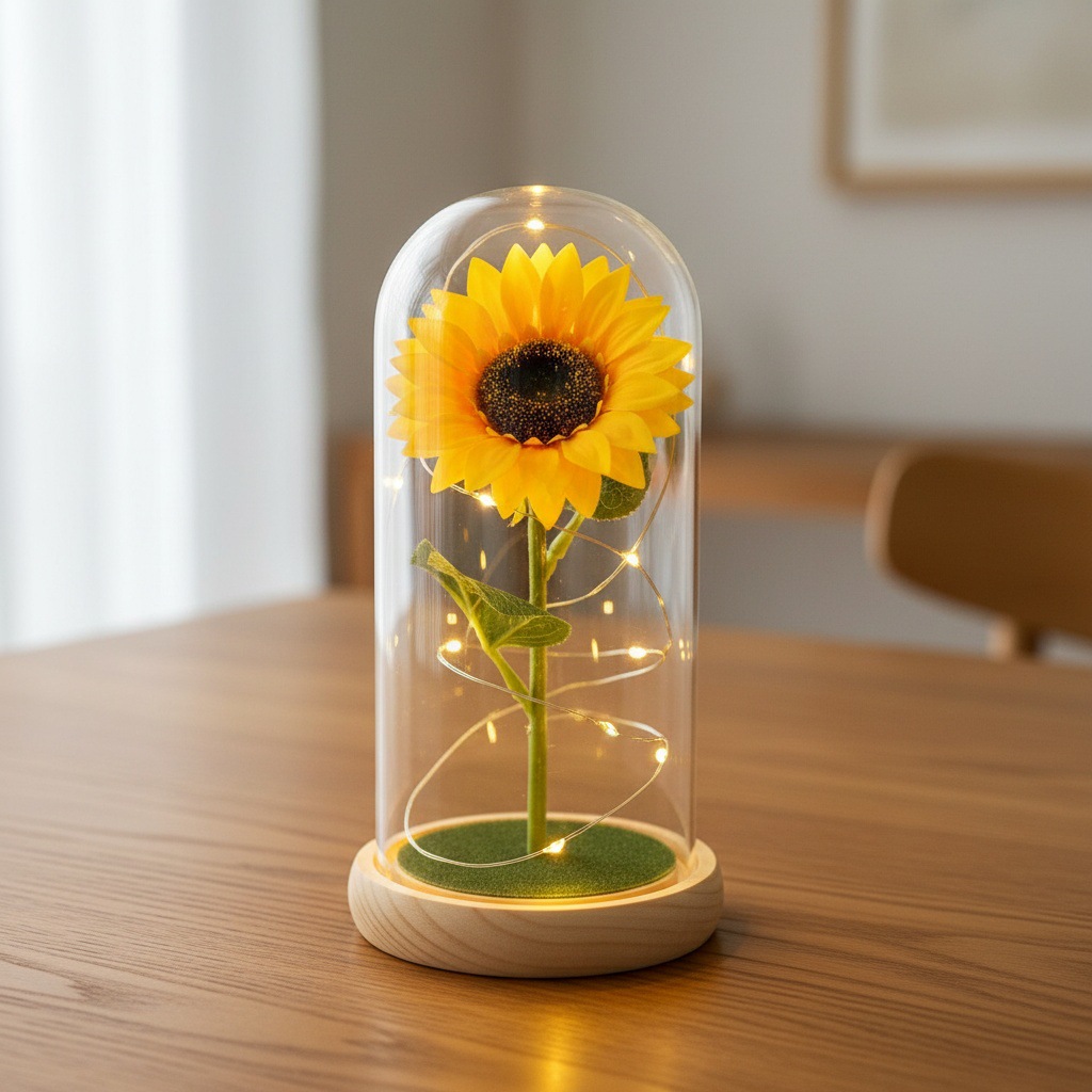 Girasoles transfronterizos jabon eterno flor cubierta de vidrio regalo del Día de la Madre adornos regalos del Día del Maestro