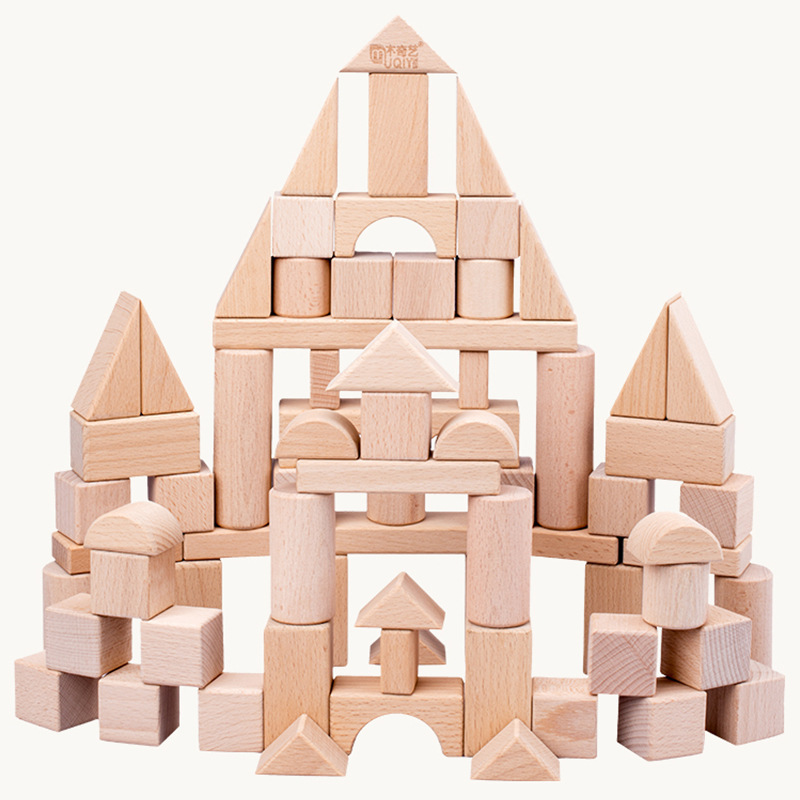 Al por mayor de madera de los niños forma geométrica color cognición Haya 28-grano caja de madera registro bloques de construcción de color juguetes educativos