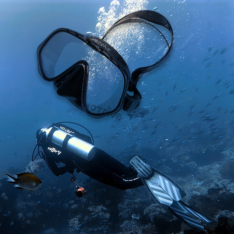 HOTDIVE equipo de buceo máscara de buceo libre de buceo profundo máscara sin marco adulto Lente de Cristal Templado