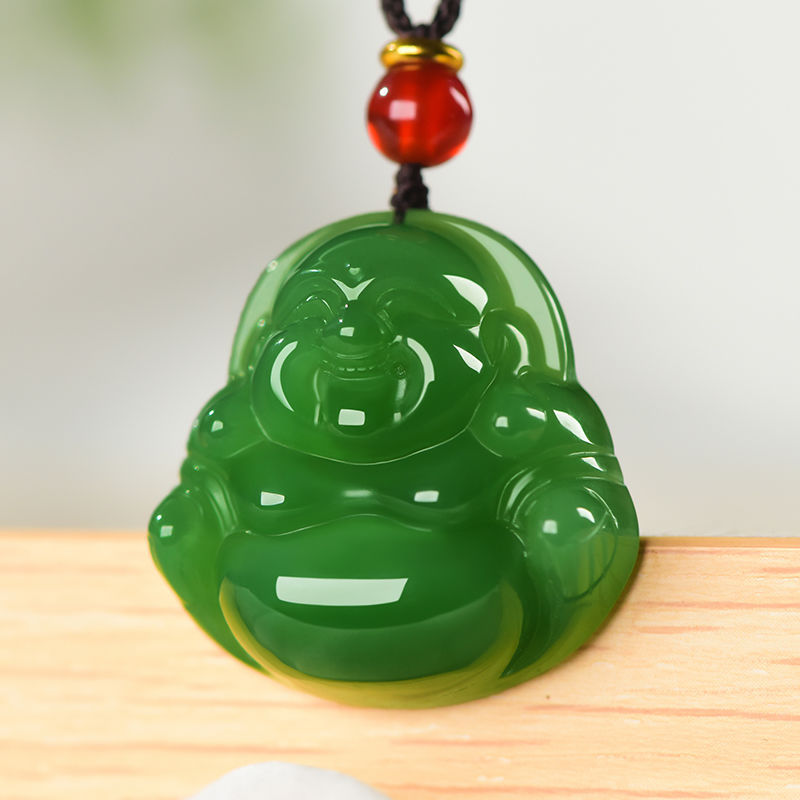 신장 외부 몽골 소재 MAITREYA 펜던트 큰 배꼽 부처님 호수 물 녹색 부처님 옥 펜던트 패션 전국