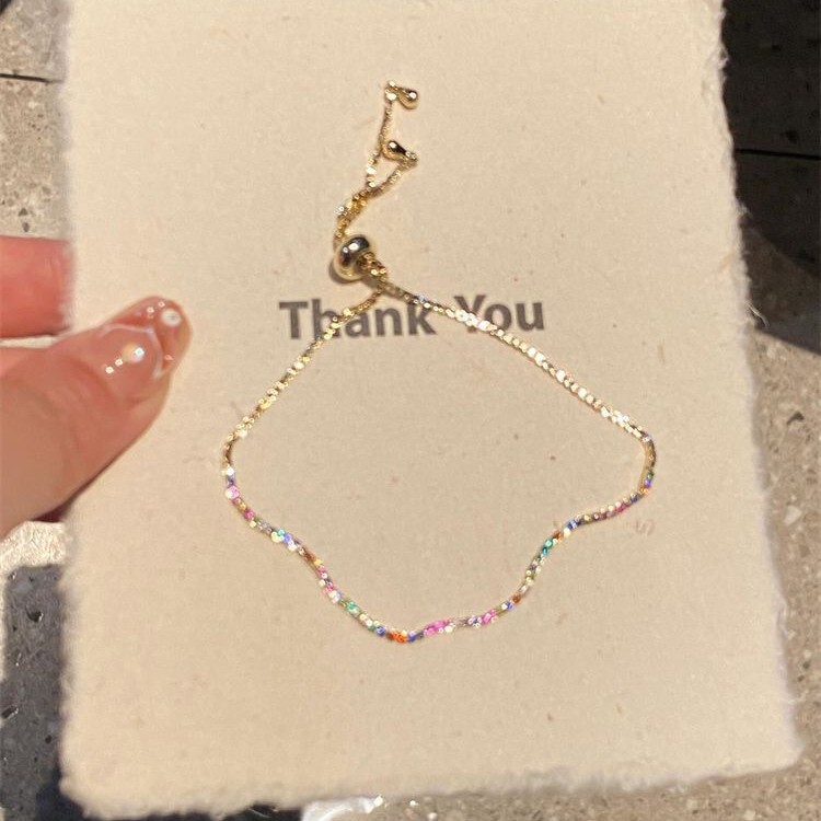 Dopamine Color Wave Zircon Extremely Fine Bracelet Women's Light Luxury Niche Exquisite Design High-end All-match Hand Jewelry