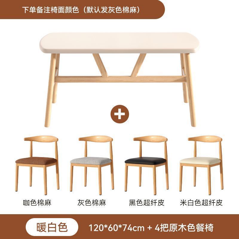 Blanco cálido 120*60 mesas 4 sillas de comedor