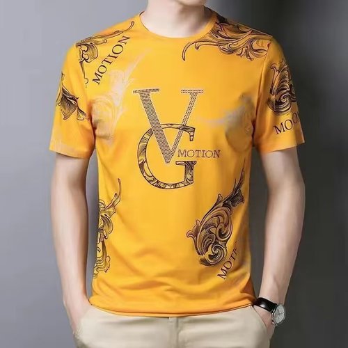 Lifestyle printed temperament fashionable trendy brand summer short sleeve top men's trendy round neck short sleeve T-shirt