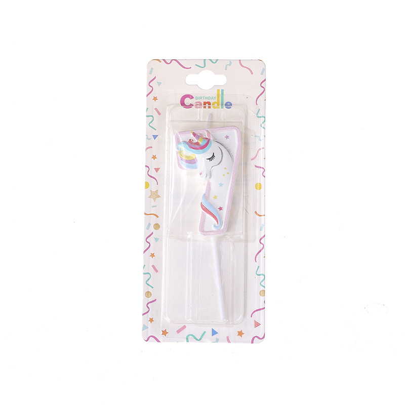 Nueva vela digital de unicornio de viento rosa 0 - 9 años de edad bebé torta de fiesta decoración vela de cumpleaños