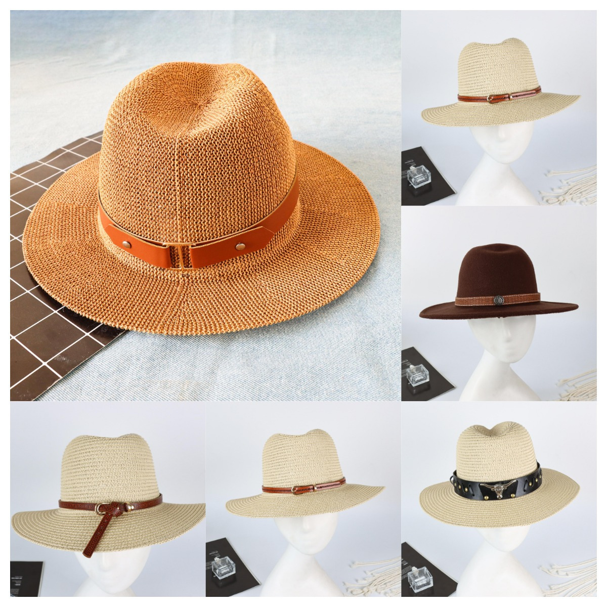 Cross-border creative hat special hat ring shroud factory wholesale straw hat small belt decoration with European and American art retro