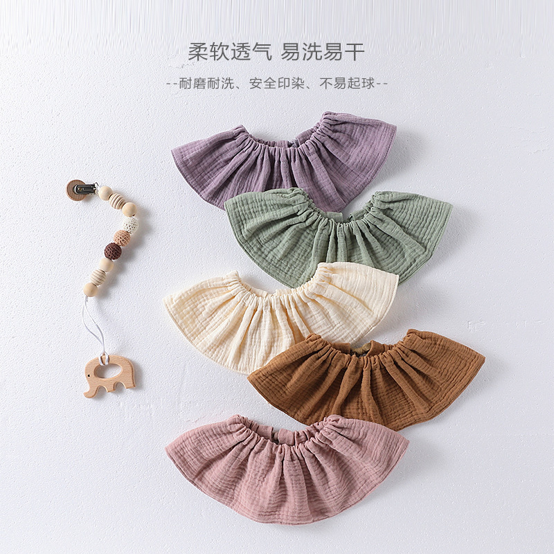 Baby Saliva Towel Pure Cotton Newborn Baby Lace-Up Bib Four-Season Anti-Vomiting Bib Strap-On Saliva Bag