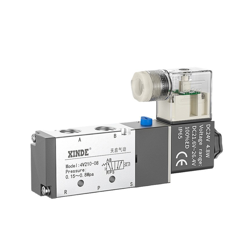 空気圧電磁弁 4V210-08 2 位 5 方 DC24V/AC220V 反転電子弁 310/410 シルバー|undefined