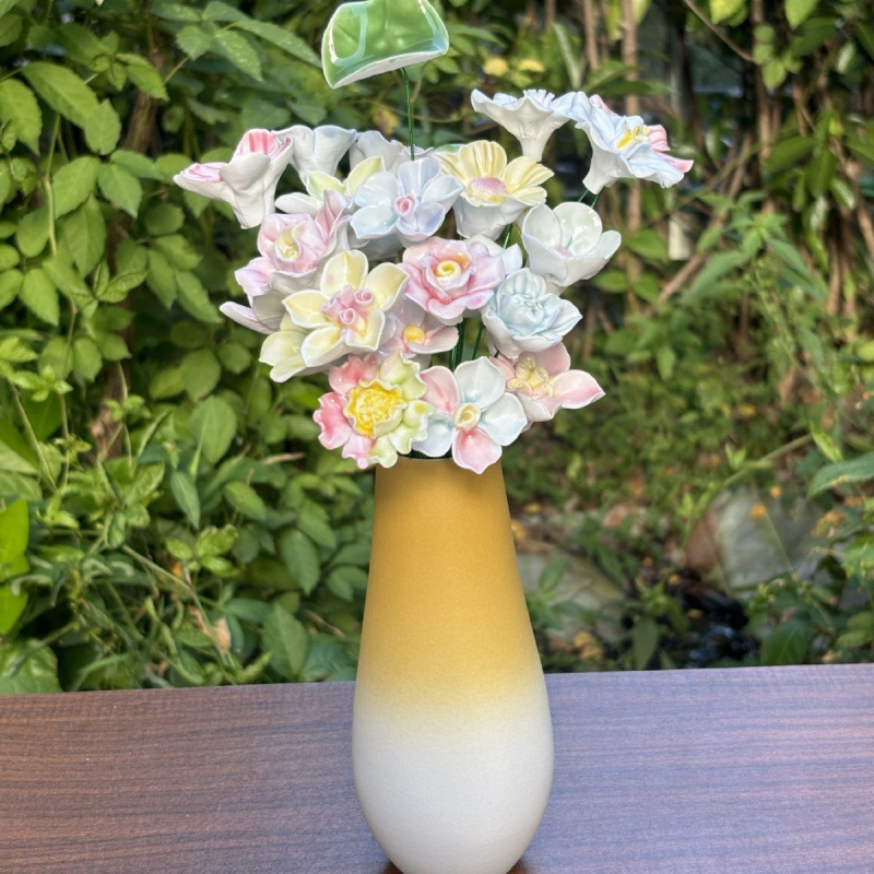 景德镇高温手工陶瓷花朵批发花瓶装饰花束送女友礼物|undefined