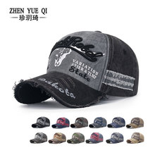 春秋四季涂层水洗棒球帽五片调节飞边破损做旧遮阳帽现货外贸帽子