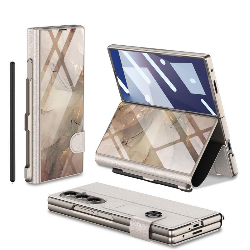 Amazon 適用 Samsung zFold7 フリップレザーケース携帯電話ケースメンズパーソナライズされた折りたたみシェルフィルムペンスロット保護カバー|undefined