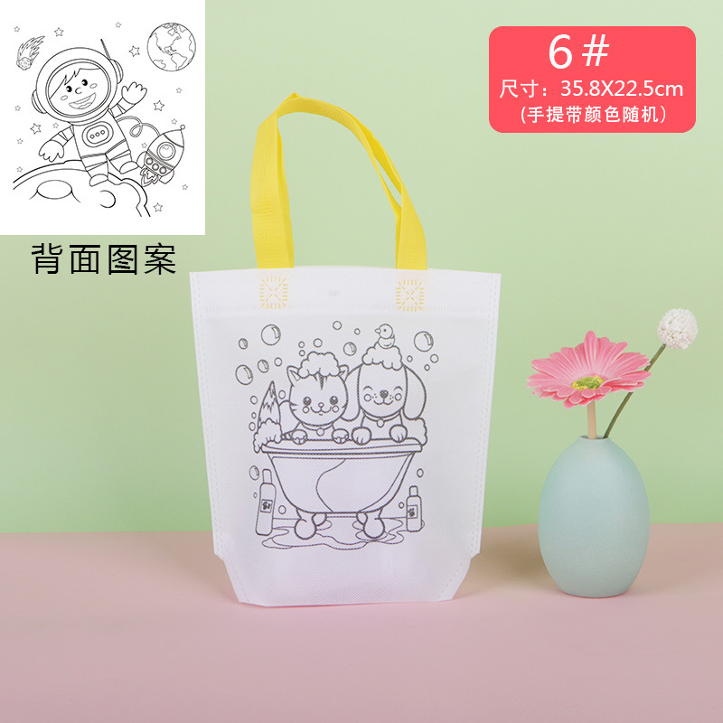 CPCE bolsa de color de graffiti no tejido de doble cara para niños bricolaje bolso de mano de pintura pintado a mano para colorear