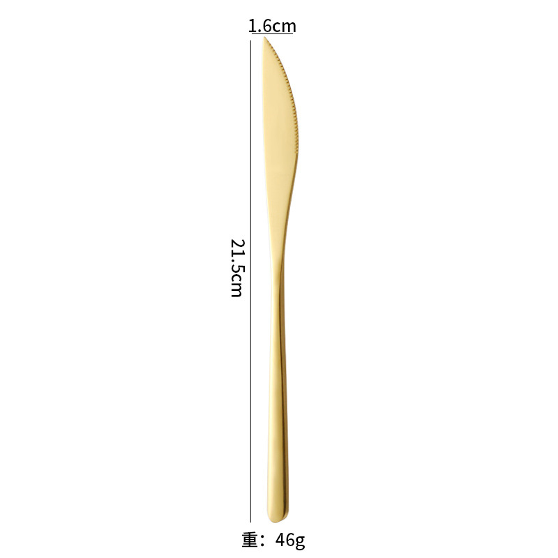 Cuchillo de acero inoxidable, tenedor y cuchara de postre coreano café mango largo revolviendo cuchara hogar comiendo cuchara vajilla de acero inoxidable