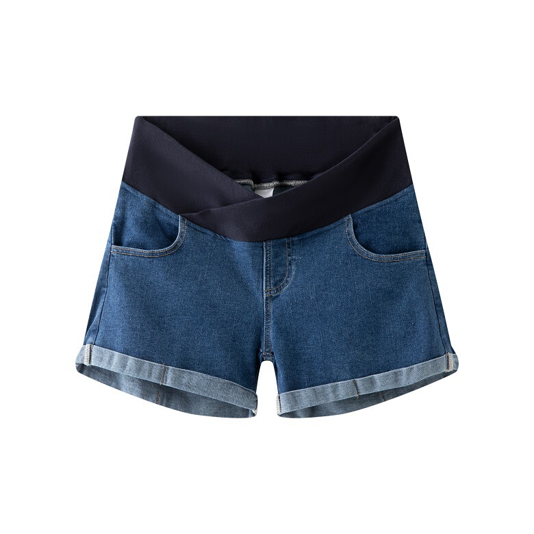Xi Guizi Brand Ladies Pregnant Women's Low Waist Denim Shorts Summer Elastic Feet Flip Over Shorts 189