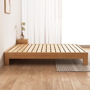 Solid Wood Double Bed Modern Simple 1/2/5/8 Tatami Bed Frame without Bedhead and ribs for Homestay Rental Room