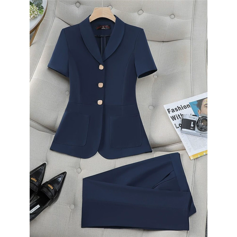 Профессиональный костюм костюм женский летний короткий рукав новый высококлассный официант общественного питания