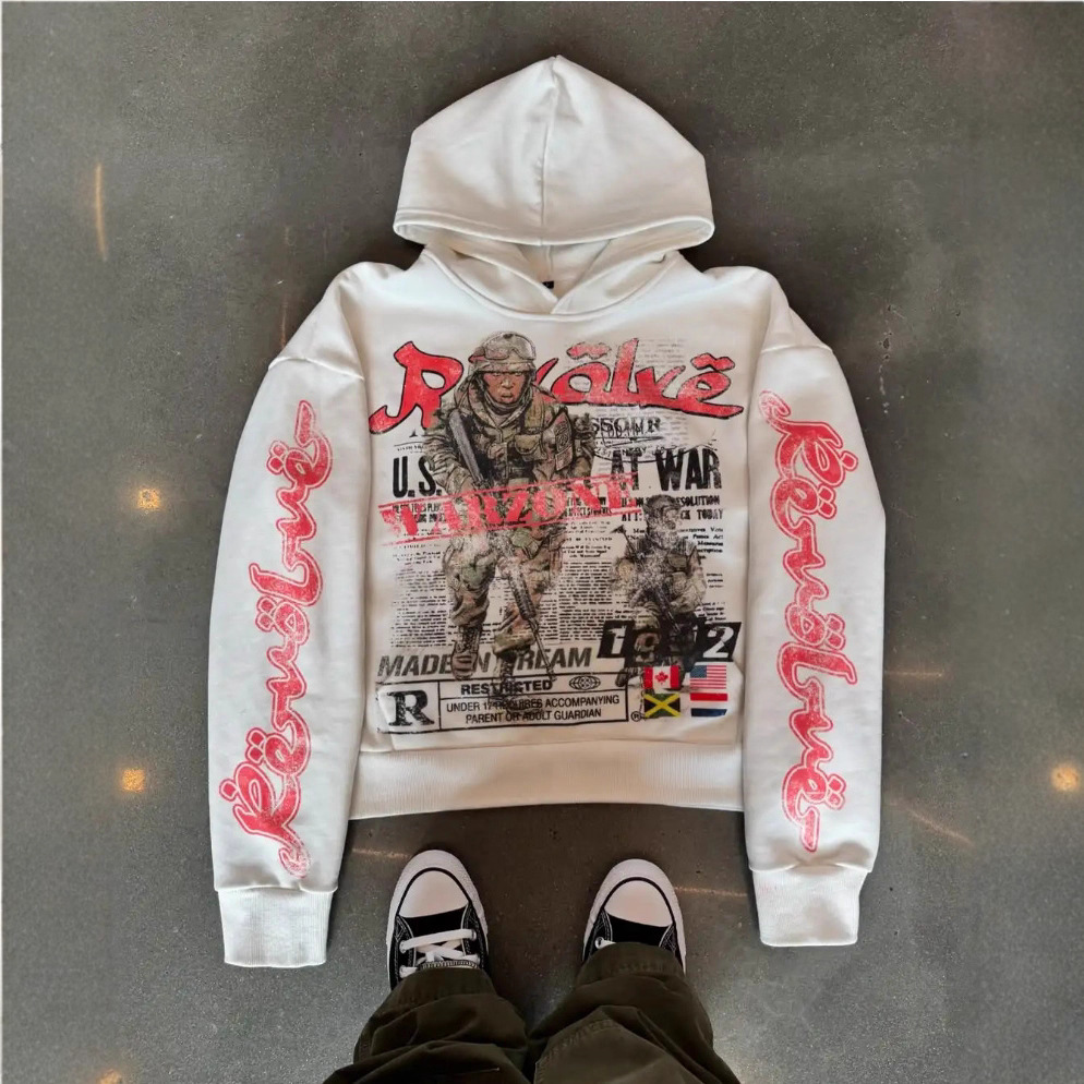 Y2K Streetwear Hoodie – 450G Oversized Graffiti Print Unisex Pullover With 3D Effect_viptrois.com