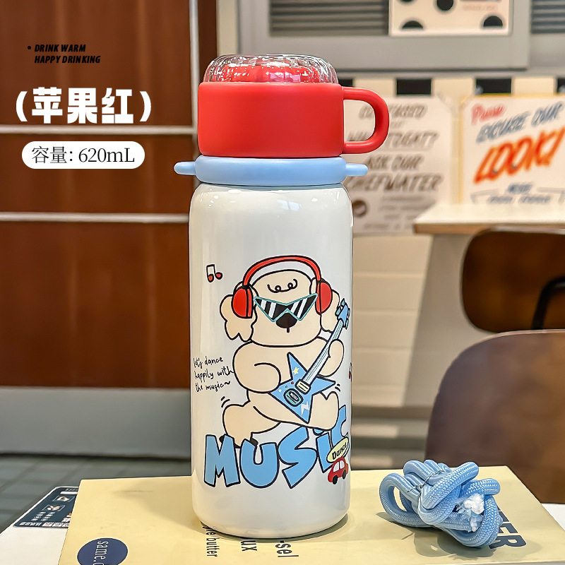 魔法瓶カップ 304 ステンレス鋼の学生男性と女性のカップ付き高価値落下防止カップ付き多目的カップ|undefined