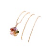 Set, accessory, fashionable necklace, chain, golden zirconium, flowered, Aliexpress, pink gold