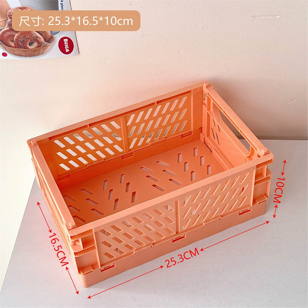 Foldable plastic storage box, table organizer 25.4×16.6×2.1 cm, lightweight multipurpose