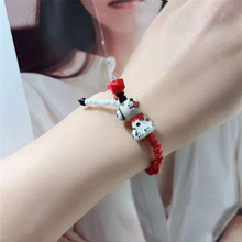 卡通可爱小狗彩色串珠手链女小众精致甜美高颜值红色手串童趣手饰