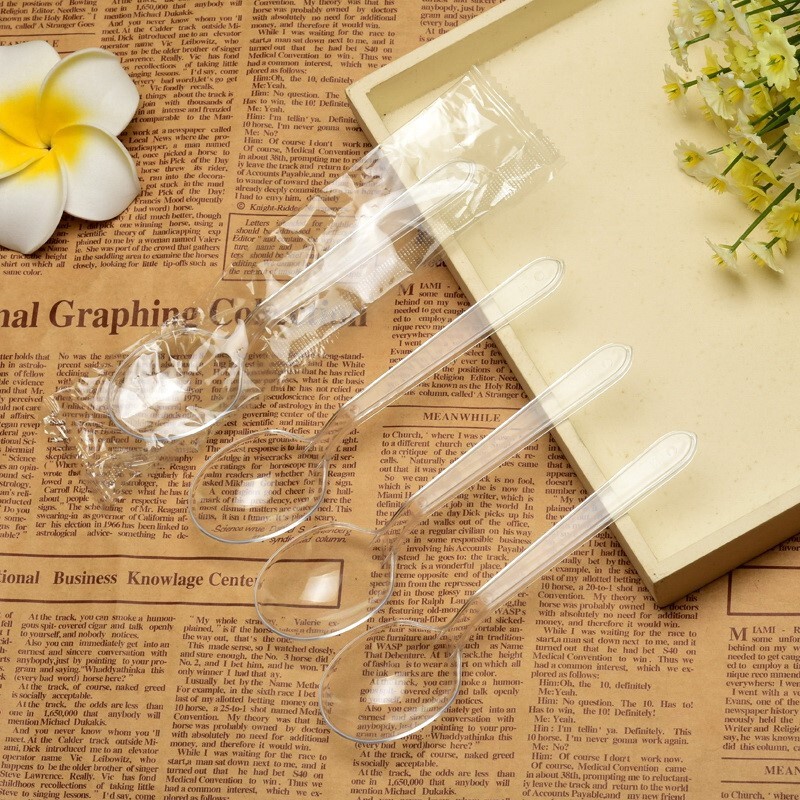 Disposable spoon individually packaged plastic spoon fruit fish baked grass spoon long handle thickened take-out dessert spoon